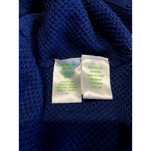 Lilly Pulitzer Wool Blend Navy Scoop Neck Crochet Sweater Women's Size S - Picture 6 of 6